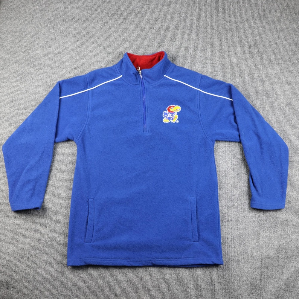 Kansas Jayhawks Pullover Youth‎ 2XL Blue NCAA Basketball Fleece 1/4 Zip